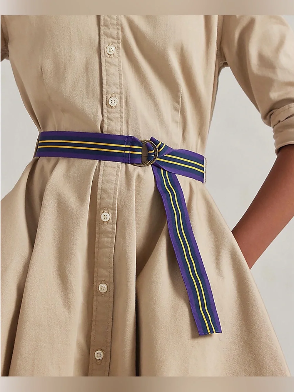 Ralph Lauren Girls Belted Cotton Chino Shirtdress (Size: 12)